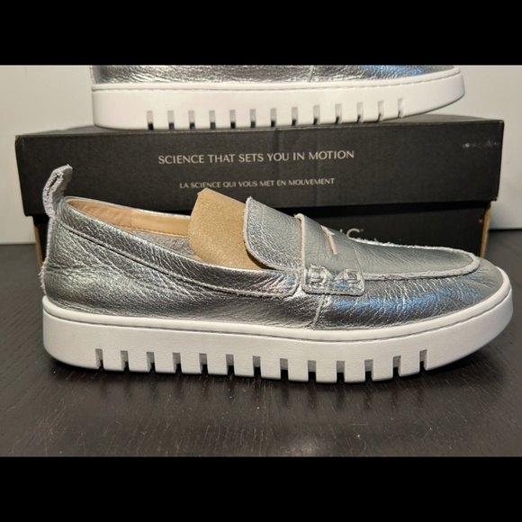 Vionic Shoes - Vionic Uptown Penny Loafer Shoes Silver Metallic Leather Womans Size 7M